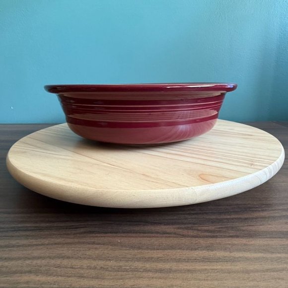 Vintage Fiesta Ware Large Maroon Red Ceramic Serving Bowl 10 1/2" Diameter Ribbe - Picture 7 of 9